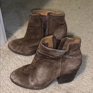Brown suede booties